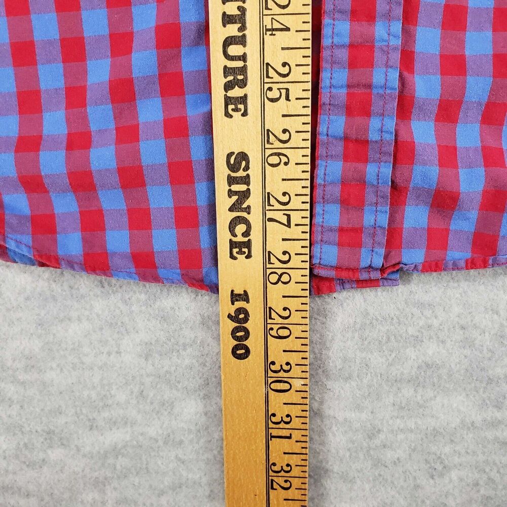 J. Crew Mens Quality Woven Shirt Size M Red Blue Check Button-Up Long‎ Sleeve - Picture 5 of 5